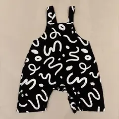 黒白抽象パターンサロペット