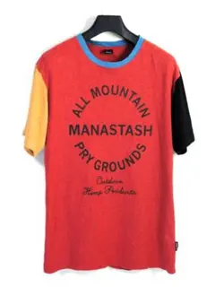 MANASTASH マナスタッシュ 半袖 切替 プリントＴシャツ:L