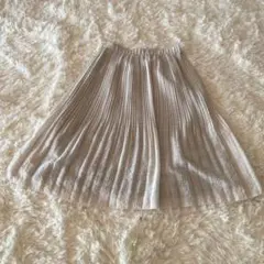 レディース プリーツスカート 膝丈 ラメ ウエストゴム 大人可愛い 上品 シアー
