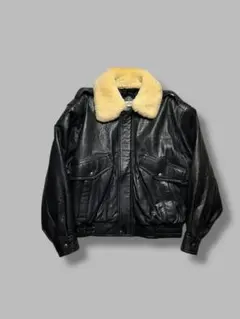 90s G-1 フライトジャケット ラムレザー 黒 L ボア襟 短丈