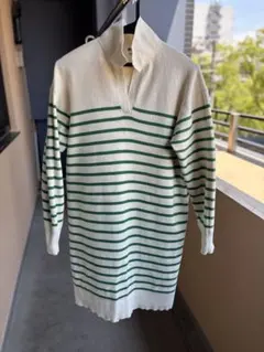 【再値下げ】UNIQLO スムースコットンボーダーニットワンピース L