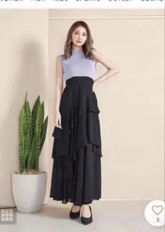 【美品】値下げ可 ダーリッチ ドッキングフリルロングワンピース （ライラック）