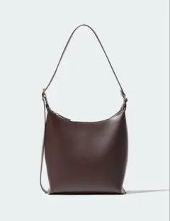 レザータッチスクエアショルダーバッグ ユニクロ ブラウン