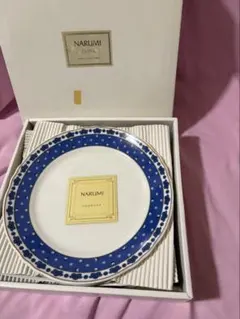 NARUMI 青い花模様の皿 5枚セット箱付き