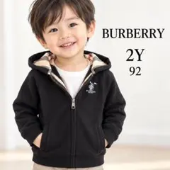 希少 BURBERRY BABY ジップパーカー 2Y 92 ノバチェック 黒
