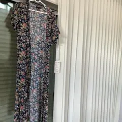 紺色の花柄ロングカーディガン　rienda MULHOUSE