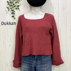 Dukkah♪バーガンディ ラグランスリーブ セーター ニット　F