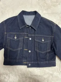 GU 濃紺 クロップドデニムジャケット