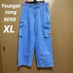 Youngersong 9090 デニムカーゴパンツ 〈XL〉 ライトブルー