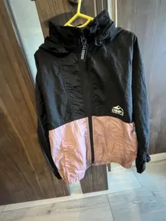 CAMP7 フード付きジャケット 黒/ピンク 130