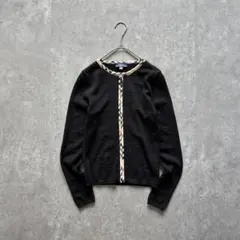 バーバリーロンドン［M］美品◎ノバチェック柄◎ウール100%◎ジップカーディガンのサムネイル