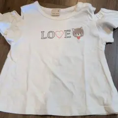 petit main LOVE刺繍フリル袖Tシャツ 90cm