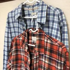 チェックシャツ レッド&ブルー 2枚セット ※赤がバックナンバーです