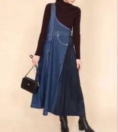 SCOT CLUB スコットクラブ デニム ワンショルダー ワンピース プリーツ