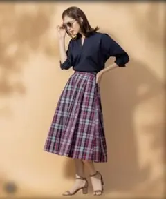 組曲　チェックタフタ フレアスカート
