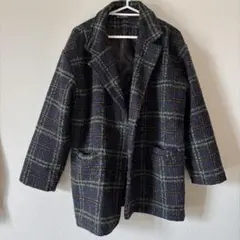 ネイビー系チェック チェスターコート