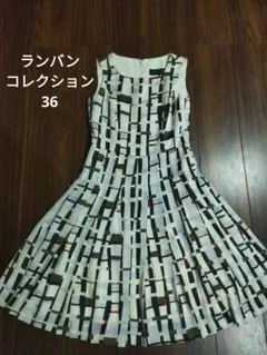 美品♪ランバンコレクション 春夏 マルチ ブランドロゴ ワンピース 36のサムネイル