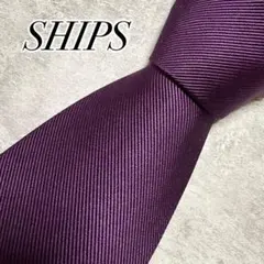 美品　SHIPS シップス　ネクタイ　ソリッド　無地　日本製　パープル　シルクのサムネイル