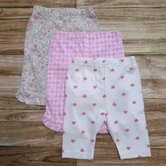 新品 未使用レギンス スパッツ 花柄 チェック ハート ピンク 女の子 90