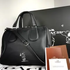付属品完備✨コーチ オールドスヌーピー ボストンバック 2way 黒