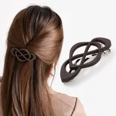 バレッタ ヘアクリップ 髪留め 幾何学 マットブラウン ハーフアップ