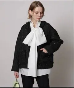 CADUNEカデュネビックリボンブラウスサイズ38 白