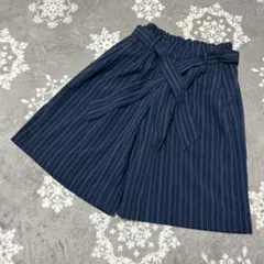 130cm 紺色 ネイビー ストライプ リボン付き ハーフパンツ 女の子