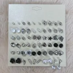 シルバー系 ピアスセット 30ペア ブラック まとめ売り 【1点限定】01