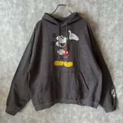 モ*朗様 Disney ミッキーマウス プリントパーカー チャコールグレー メン