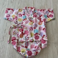 ベビー浴衣　花柄甚平 80cm