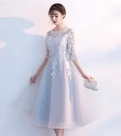 送料無料 未使用 発表会 エレガント 刺繡 ドレス S 7号 (WA2534)