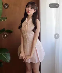 OLIVE des OLIVE ノースリーブシャツミニワンピース ピンク