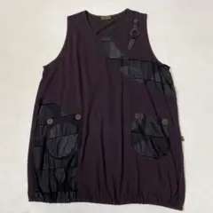 美品 遊民 ストレッチ ゆったり ノースリーブチュニックプルオーバー