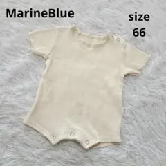 MarineBlue/マリンブルー半袖ワッフルロンパースナチュラル新生児60