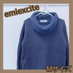 ❤️ネイビー　Mサイズ　トップス　タートル ニット セーター　小顔効果