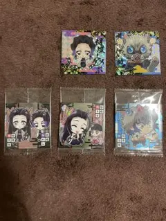 嘴平伊之助 胡蝶しのぶ 胡蝶カナエセット  鬼滅の刃ディフォルメウエハースシール