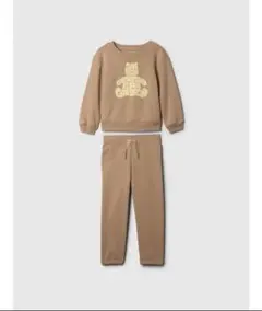 新品　baby gap クマプリント ベージュ トレーナー・パンツセット　90