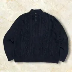 ブ*ン様 00s CHAPS 複合アランコットンニット USメンズ 肉厚ダークネ