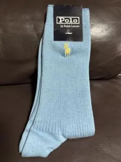 Polo by Ralph Lauren リブ編み メンズ靴下 水色 24〜26