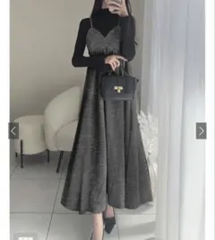 ラメツイードフレアキャミワンピース