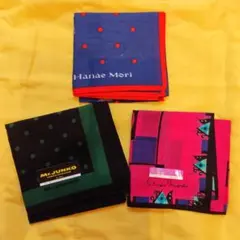 Hanae Mori 蝶とドット ハンカチ 3枚セット