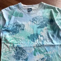 ⭐️USA製90s⭐️シングルステッチTシャツ L ウミガメ 総柄 両面スクリーン