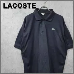 90s 古着 ラコステ LACOSTE 刺繍ロゴ ポロシャツ ブラック L
