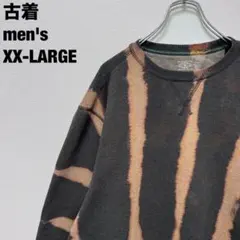 古着 G.H.BASS&CO スウェット ブリーチ加工 ビッグサイズ 灰 XXL