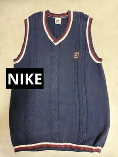 【NIKE】90s NOS ケーブル編み ニットベスト L Nike銀タグ 90s ネイビー ケーブルニットベスト - メルカリ