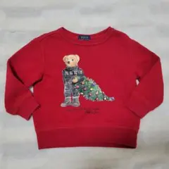 90cm 2T ラルフローレン ポロベア トレーナー スウェット クリスマス 赤