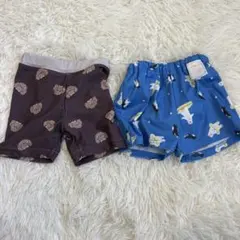 ベビー水着 90cm ブラウンと青 動物柄