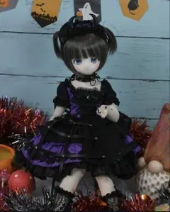 1675【ハルモニアブルーム 】漆黒とボルドーのゴシックドールドレス