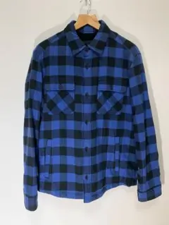 ユニクロ UNIQLO 裏地フリース ネルシャツ XLサイズ USED品 青系のサムネイル