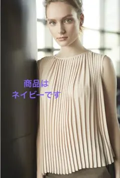 【美品】Theoryluxe セオリー プリーツノースリーブ ネイビー38